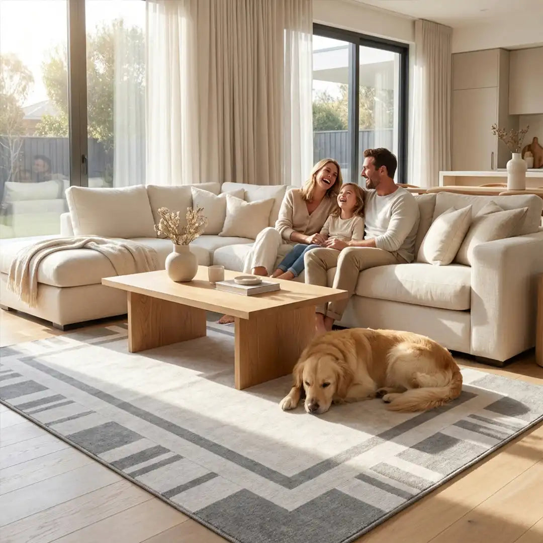 Muddy Carpet Trellis Washable Area Rugs for Living Room, Bedroom & Dining Room – Modern Soft Low Pile Non Slip Carpet – Pet Friendly Waterproof Foldable Rugs for Home