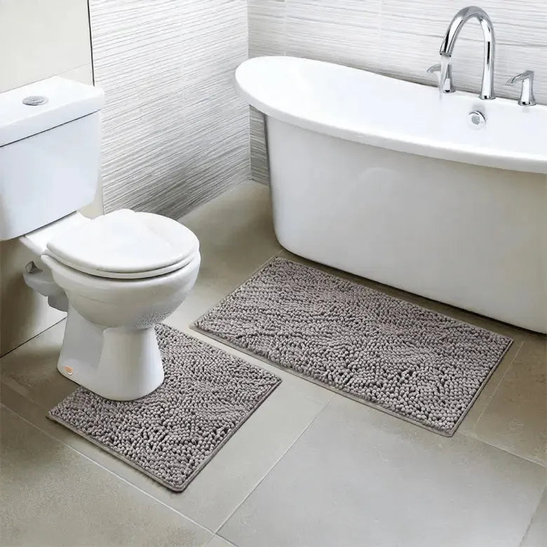 Muddy Mat® Bathroom Rugs set, Bath Mats (20”x30”) with U Shaped Toilet Mat (20”x20”)