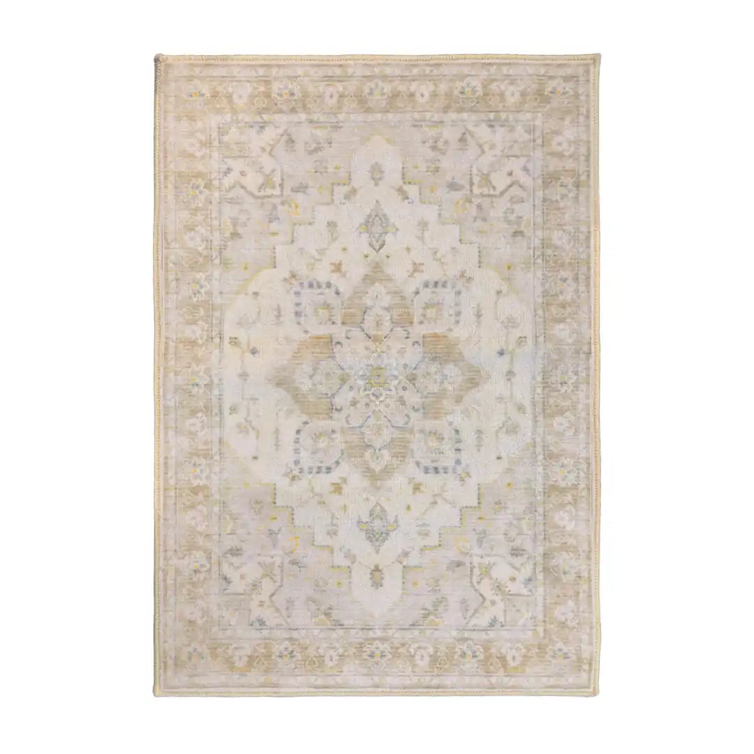 Muddy Carpet Champagne Washable Area Rugs for Living Room, Bedroom & Dining Room – Modern Soft Low Pile Non Slip Carpet – Pet Friendly Waterproof Foldable Rugs for Home