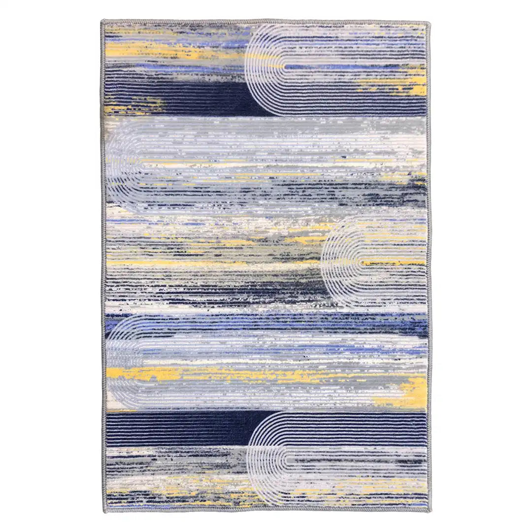 Muddy Carpet Horizon Washable Area Rugs for Living Room, Bedroom & Dining Room – Modern Soft Low Pile Non Slip Carpet – Pet Friendly Waterproof Foldable Rugs for Home