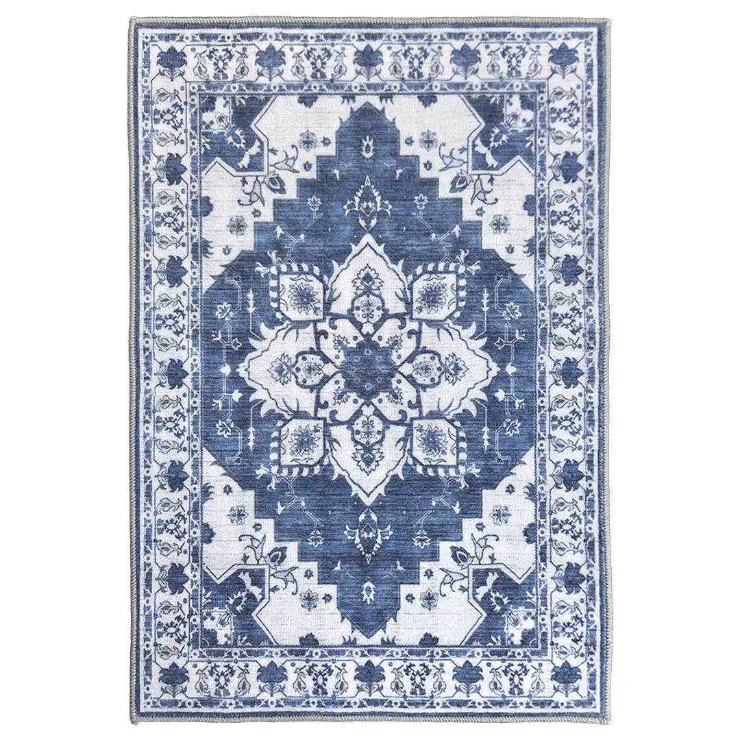 Muddy Carpet Navybell Washable Area Rugs for Living Room, Bedroom & Dining Room – Modern Soft Low Pile Non Slip Carpet – Pet Friendly Waterproof Foldable Rugs for Home