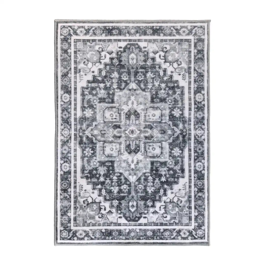 Muddy Carpet Onyx Washable Area Rugs for Living Room, Bedroom & Dining Room – Modern Soft Low Pile Non Slip Carpet – Pet Friendly Waterproof Foldable Rugs for Home