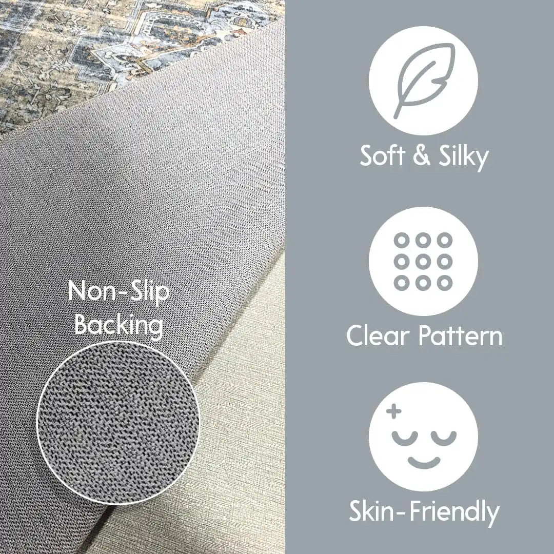 Muddy Carpet Coral Washable Area Rugs for Living Room, Bedroom & Dining Room – Modern Soft Low Pile Non Slip Carpet – Pet Friendly Waterproof Foldable Rugs for Home